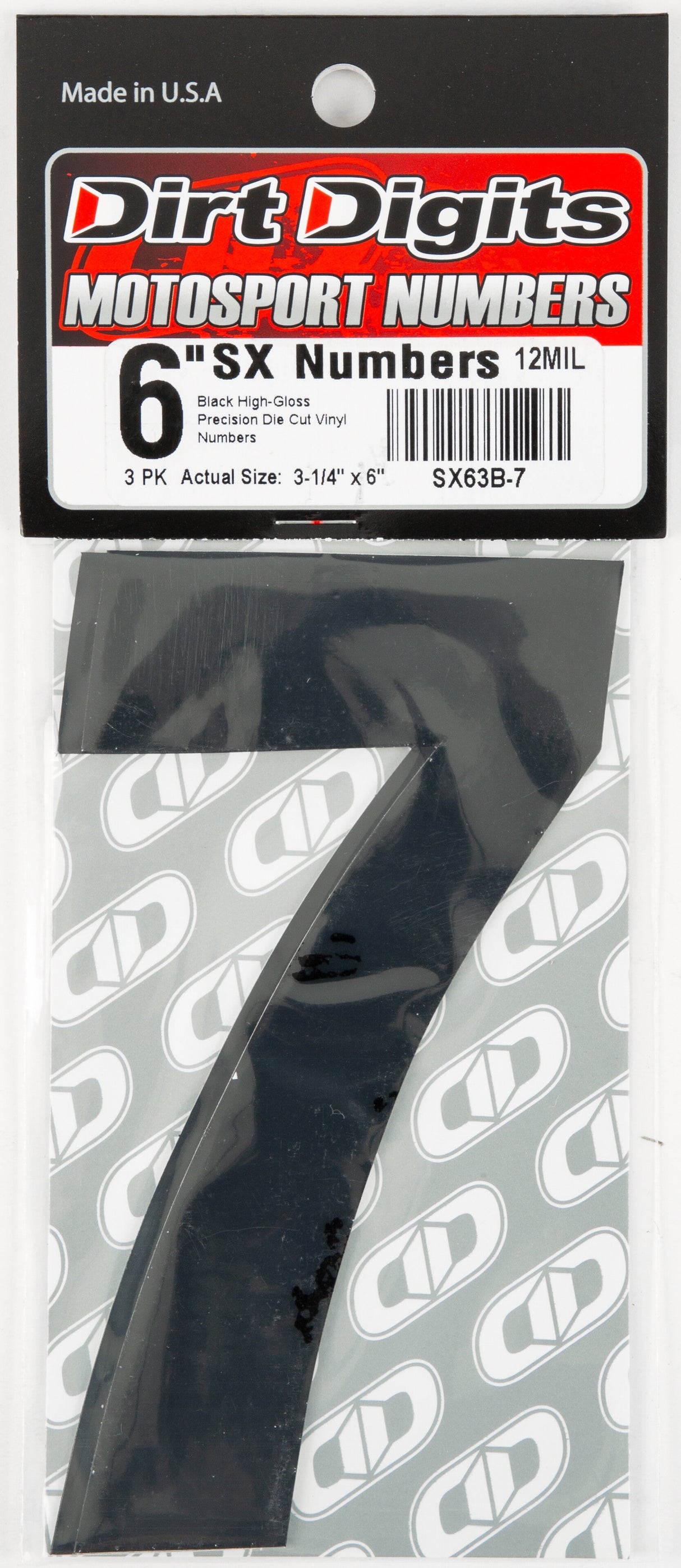 DIRT DIGITS #7 6" Black Super X Digits 3/Pk SX63B-7