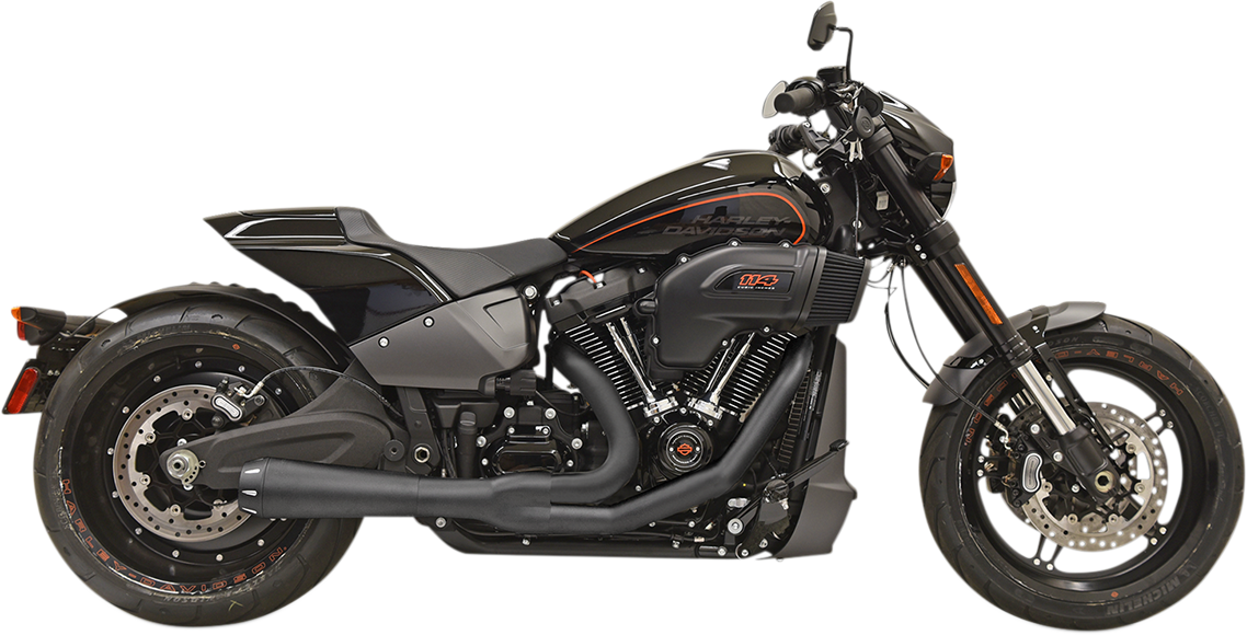 BASSANI XHAUST 2-into-1 Road Rage Exhaust System - Black Softail Fat Boy 2018-2021 1S94RB
