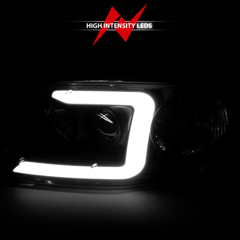 ANZO 1997-2003 Ford F-150 Projector Headlights w/ Light Bar Black Housing 111503