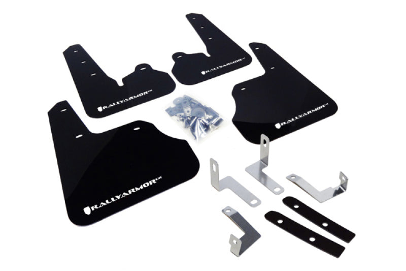Rally Armor 12+ Subaru Impreza 5dr Hatch/4dr Sedan UR Black Mud Flap w/ White Logo MF22-UR-BLK/WH
