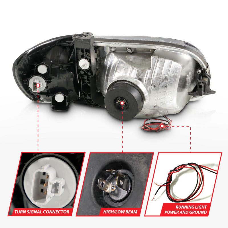 ANZO 00-04 Toyota Tundra (Reg/Acc Cab Only) Crystal Headlights w/Lgt Bar Chrome w/Corner Lights 2pc 111580