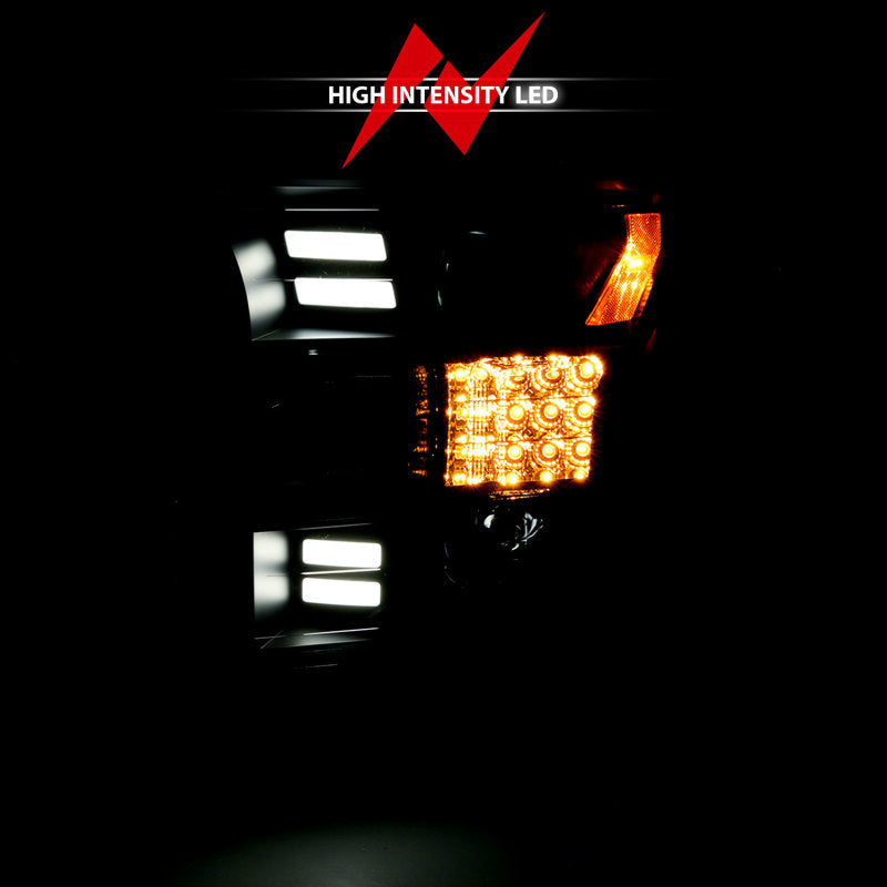 ANZO 15-17 Ford F-150 Project Headlights w/ Plank Style Design Black w/ Amber Sequential Turn Signal 111408