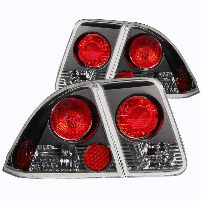 ANZO 2001-2004 Honda Civic Taillights Black 221048