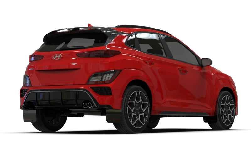 Rally Armor 2022 Hyundai Kona N Line Black UR Mud Flap w/ White Logo MF93-UR-BLK-WH