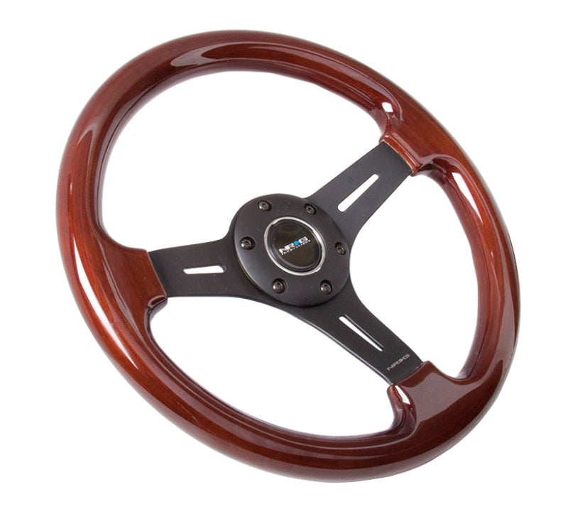 NRG Classic Wood Grain Steering Wheel (330mm) Wood Grain w/Matte Black 3-Spoke Center ST-015-1BK