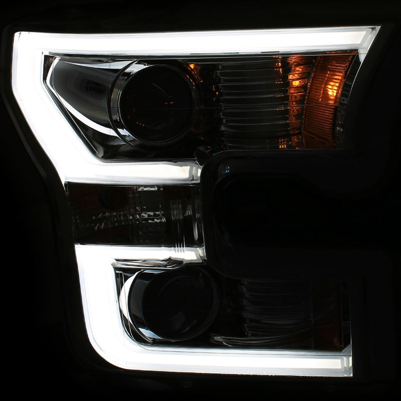 ANZO 2015-2017 Ford F-150 Projector Headlights w/ Plank Style Switchback Chrome w/ Amber 111358