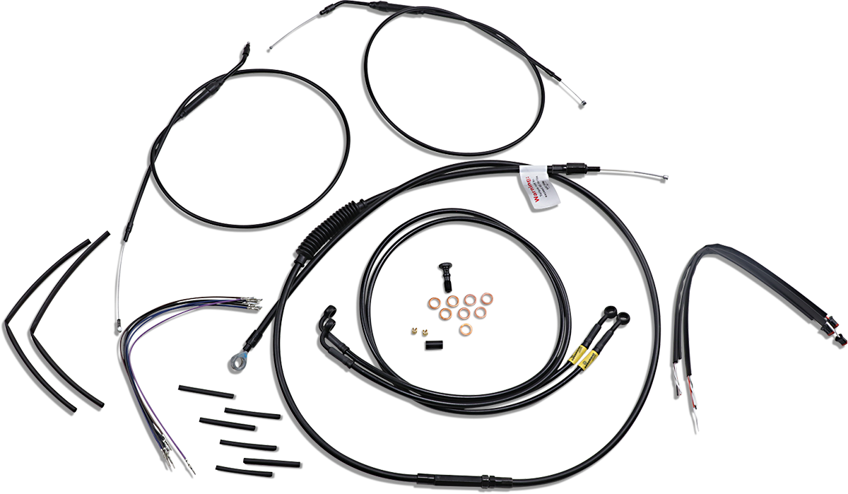 BURLY BRAND Cable Kit - Jail Bar - 14" Handlebars - Black Vinyl B30-1201