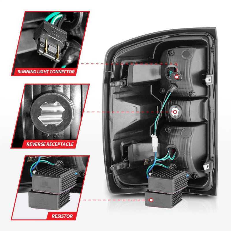 ANZO 15-19 Chevy Silverado 2500HD/3500HD (Halgn Only) LED Tail Lights w/Black Light Bar & Clear Lens 311425