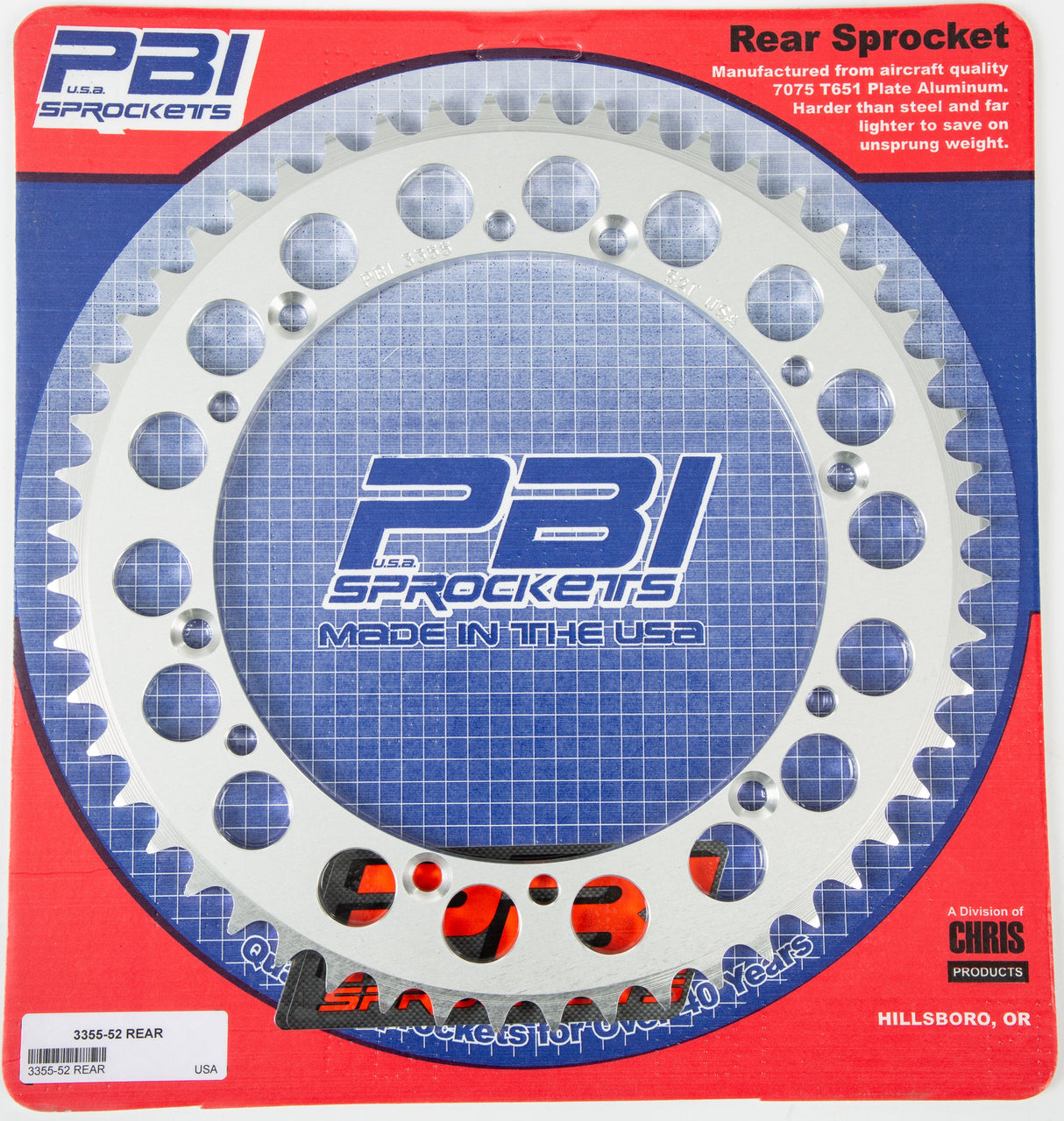 PBIRear Sprocket Aluminum 52t-520 Husq3355-52-3