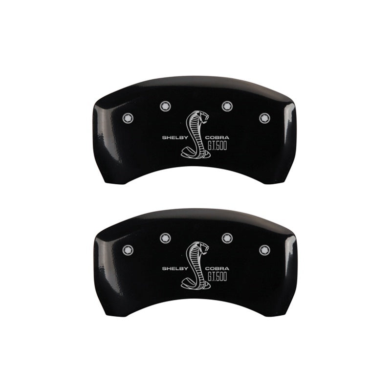 MGP Rear set 2 Caliper Covers Engraved Rear GT500 Shelby & Cobra Black finish silver ch 10010RGT5BK