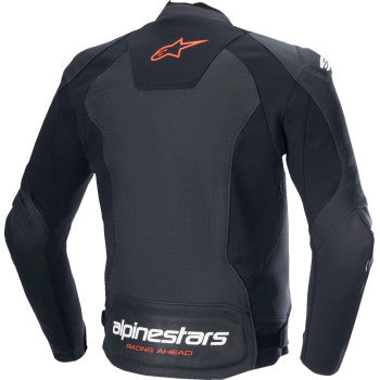 ALPINESTARS Faster v3 Airflow Leather Jacket - Black/Red Fluo - US 46 / EU 56 3103625-1030-56