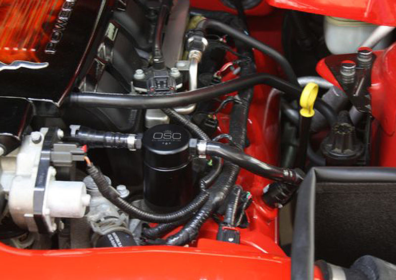 J&L 05-10 Ford Mustang GT/Bullitt/Saleen Driver Side Oil Separator 3.0 - Black Anodized 3013D-B
