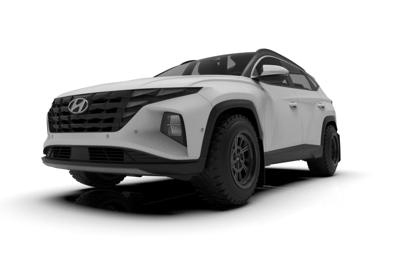 Rally Armor 2022 Hyundai Tucson Black UR Mud Flap - Metallic Black Logo MF75-UR-BLK-MBK