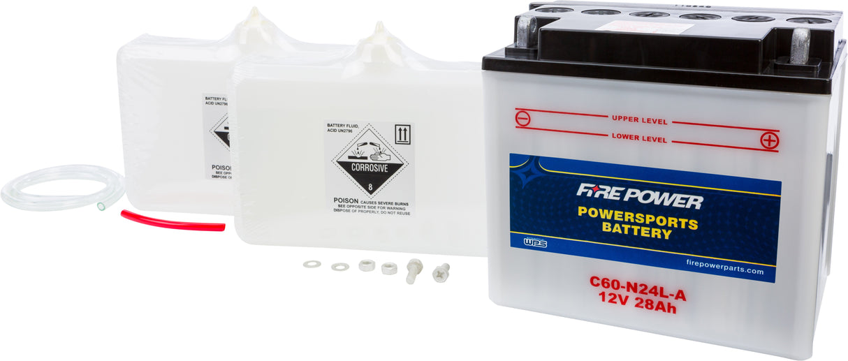 FIRE POWER Battery W/Acid C60-N24l-A 12v Heavy Duty C60-N24L-A