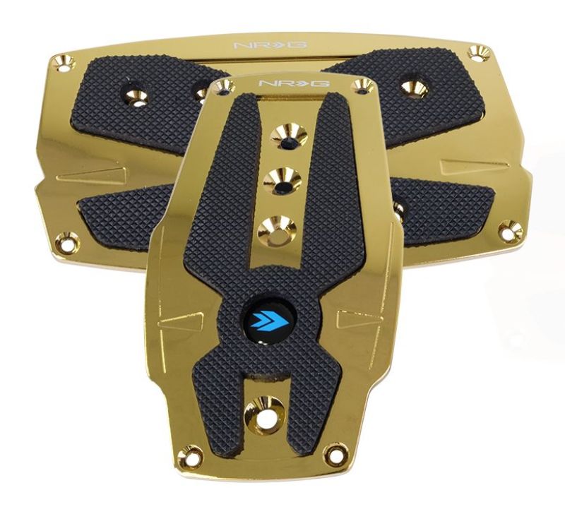 NRG Aluminum Sport Pedal A/T - Chrome Gold w/Black Rubber Inserts PDL-250CG