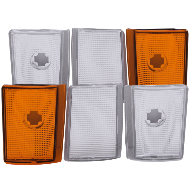 ANZO Corner Lights 1988-1993 Chevrolet C1500 Euro Corner Lights 4 Crystal Chrome / 2 Crystal Amber 521032