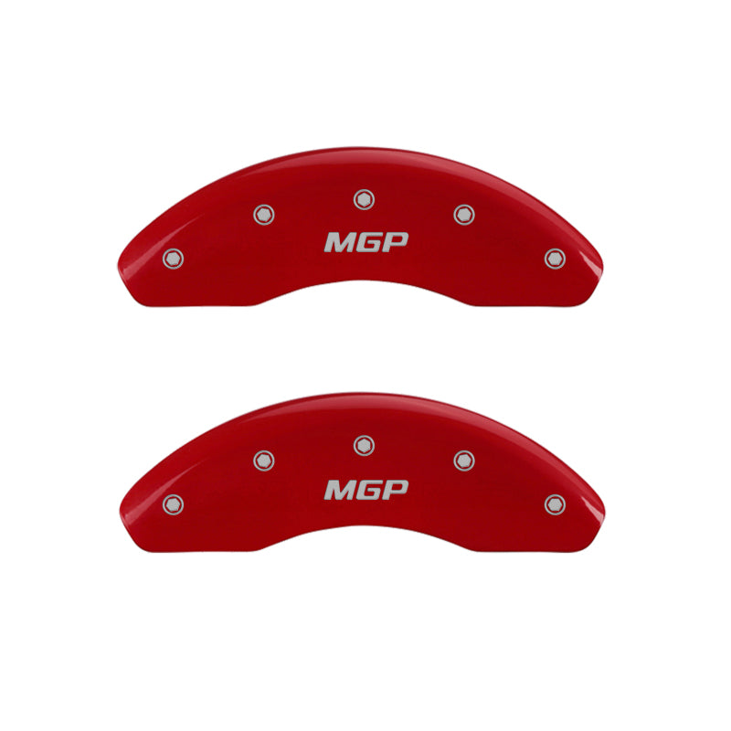 MGP 4 Caliper Covers Engraved Front & Rear MGP Red Finish White Characters 2018 Toyota Camry L/LE/SE 16237SMGPRD
