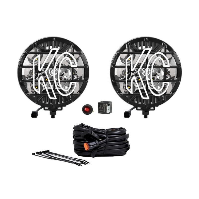 KC HiLiTES SlimLite 6in. LED Light 50w Spot Beam (Pair Pack System) - Black 100