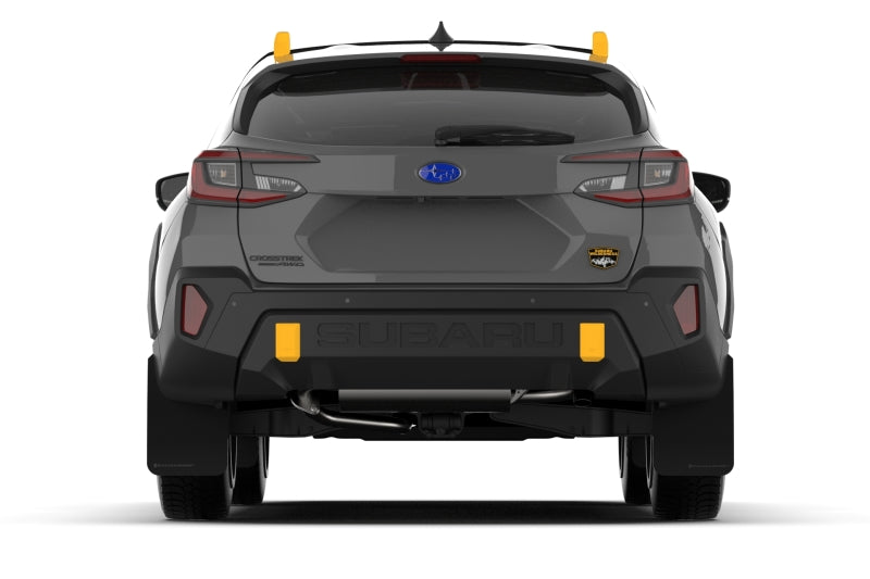 Rally Armor 2024 Subaru Crosstrek (Wilderness Only) Black UR Mudflap W/Wild-Orange Logo No Drill Req MF116-UR-BLK-WOR