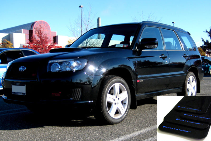 Rally Armor 03-08 Subaru Forester Black UR Mud Flap w/ Blue Logo MF5-UR-BLK/BL