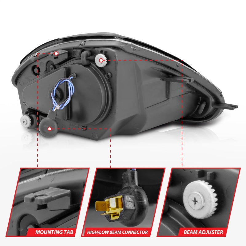 ANZO 2000-2005 Mitsubishi Eclipse Projector Headlights w/ Halo Black 121332