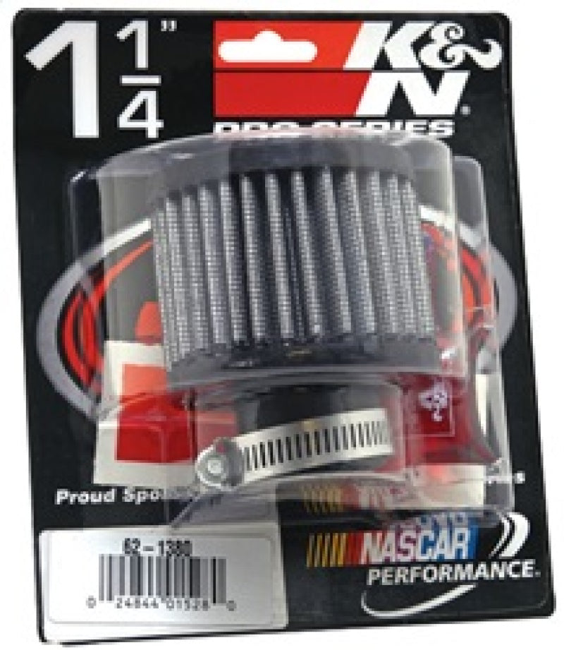 K&N 1.25in Flange ID x 3in OD x 2.5 inch H Rubber Base Crankcase Vent Filter 62-1380