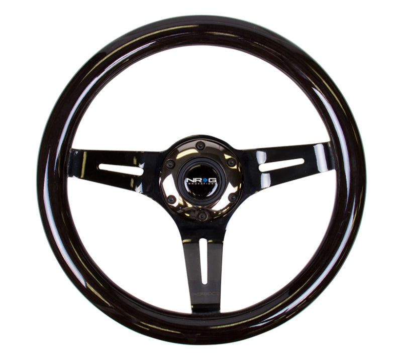 NRG Classic Wood Grain Steering Wheel (310mm) Black w/Black Chrome 3-Spoke Center ST-310BK-BK