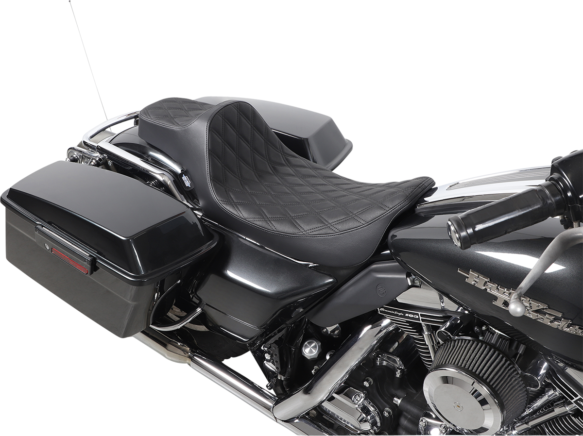 DRAG SPECIALTIES Asiento Predator III de alcance extendido - Doble diamante - Negro NO ES UN ASIENTO PARA 2 personas 8011369