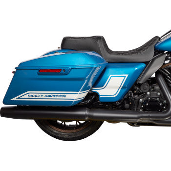 DRAG SPECIALTIES Asiento Predator 1Up - Vinilo - Doble puntada plateada diamante - FLH '08-'23 0801-1489