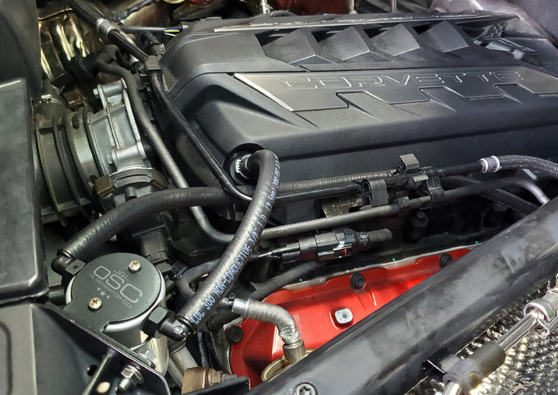 J&L 20-23 Chevrolet Corvette 6.2L LT2 Targa Top Passenger Side Oil Separator 3.0 - Clear Anodize 3088P-C