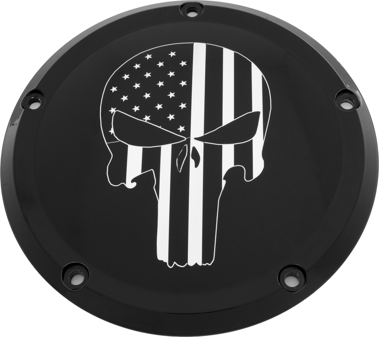 CUSTOM ENGRAVING 7 M8 Flt/Flh Derby Cover Punisher Black PATR22-46BG