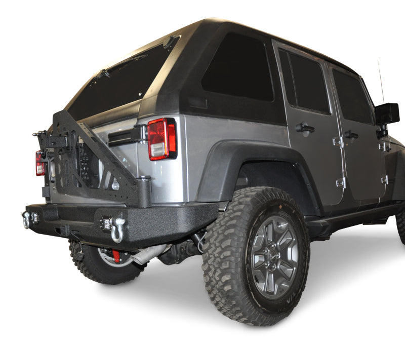 DV8 Offroad 07-18 Jeep Wrangler JK Full Length Rear Bumper w/ Light Holes RBSTTB-11