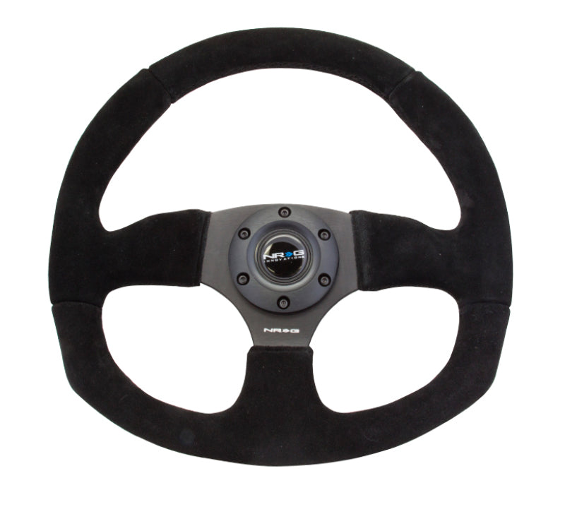 NRG Reinforced Steering Wheel (320mm Horizontal / 330mm Vertical) Black Suede w/Black Stitching RST-009S