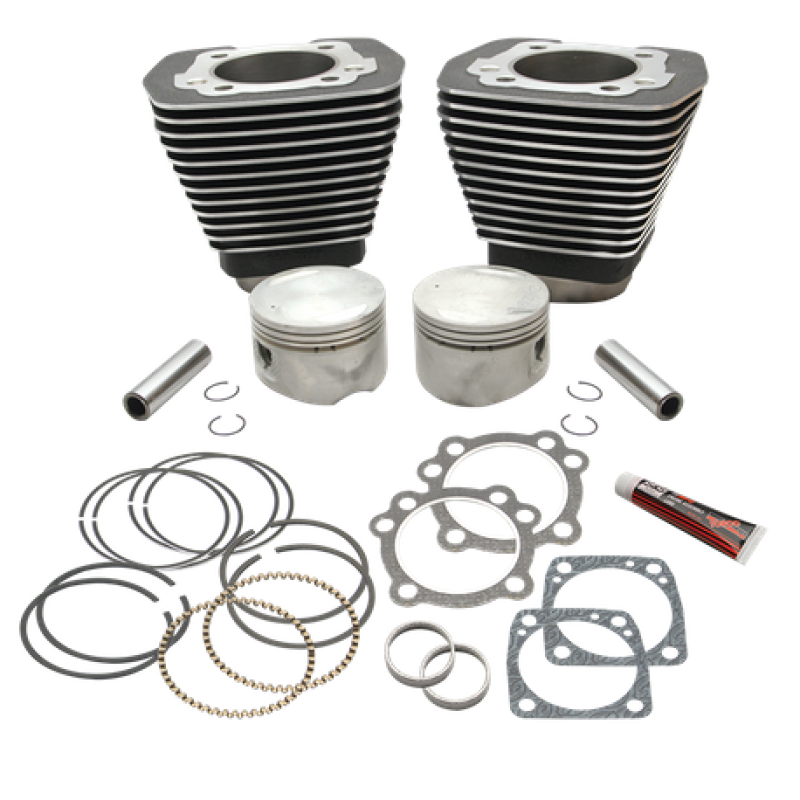 S&S Cylinder 84-99 BT w/Super Stock Cylinder Heads 89in 3 1/2in Bore Cylinder & Piston Kit - Wblack 91-7711