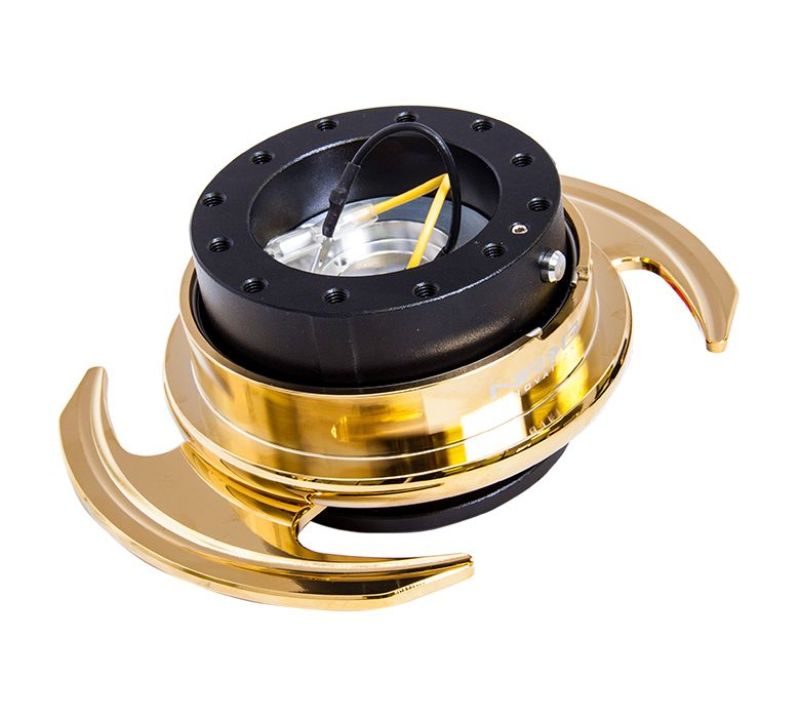NRG Quick Release Kit Gen 3.0 - Black Body / Chrome Gold Ring w/Handles SRK-650BK-C/GD