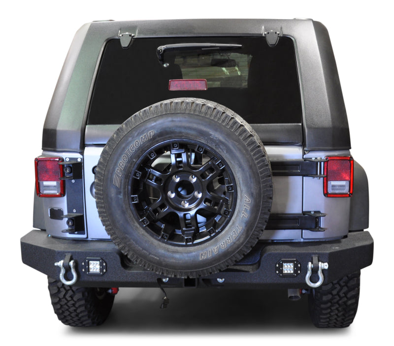 DV8 Offroad 07-18 Jeep Wrangler JK Full Length Rear Bumper w/ Light Holes RBSTTB-11