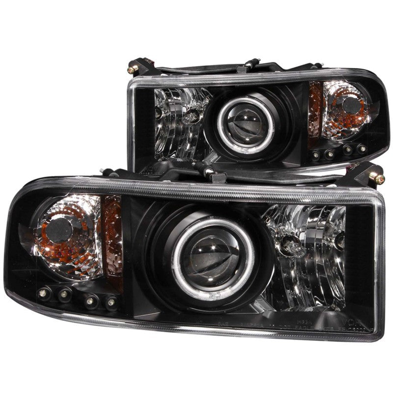 ANZO 1994-2001 Dodge Ram Projector Headlights w/ Halo Black 111065