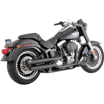 VANCE & HINES Twin Slash 3" Slip-On Mufflers - Black Fat Boy Lo 2007-2009 FLSTFB 46844
