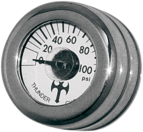 EDDIE TROTTA DESIGNS Mini Oil Pressure Gauge and Cover - Polished - White Face - 3/16" W x 9/16" D TC-001