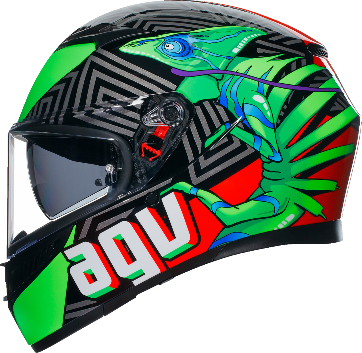 Casco AGV K3 - Kamaleon - Negro/Rojo/Verde - Mediano 2118381004013M