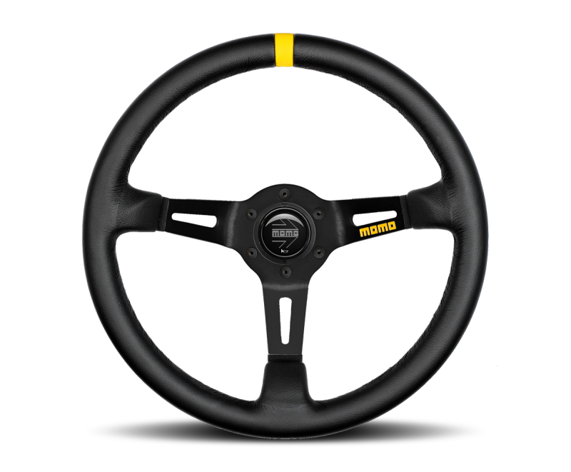 Momo MOD08 Steering Wheel 350 mm - Black Leather/Black Spokes/1 Stripe R1908/35L