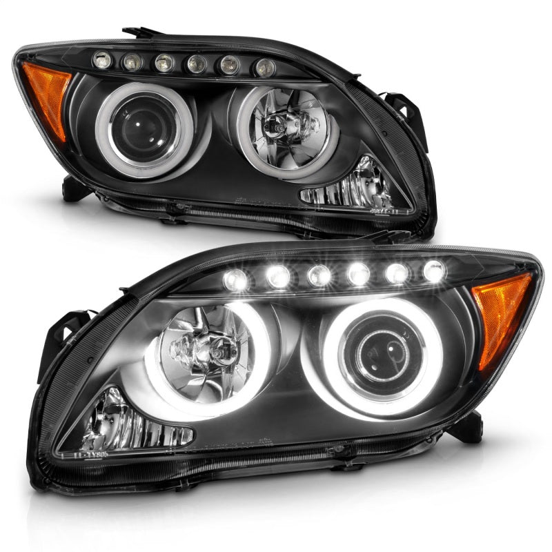 ANZO 2005-2010 Scion Tc Projector Headlights w/ Halo Black (CCFL) 121119