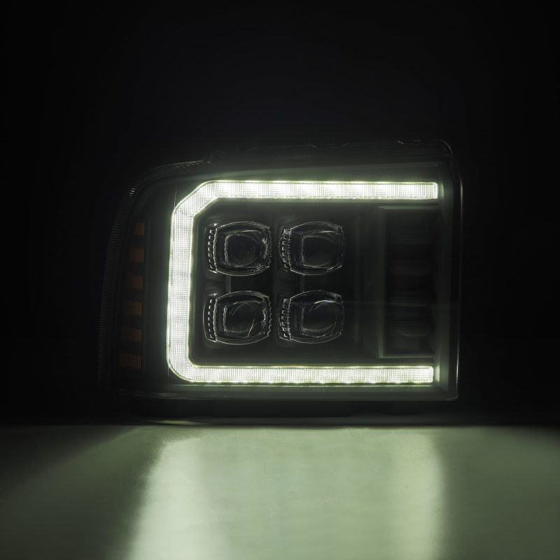 AlphaRex 05-07 Ford F250/350/450/550 Super Duty NOVA LED Proj HL Blk w/Actv Light & Seq Sig + SB DRL 880319