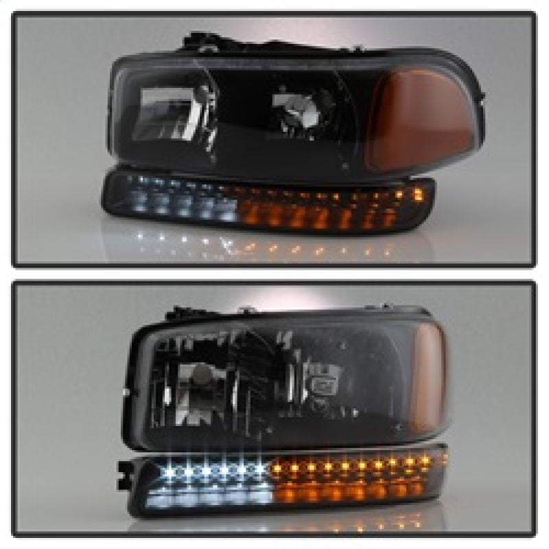 xTune GMC Sierra 99-06 /Yukon 00-06 Headlights & LED Bumper Lights - Black HD-JH-GS99-LED-SET-BK 9037399
