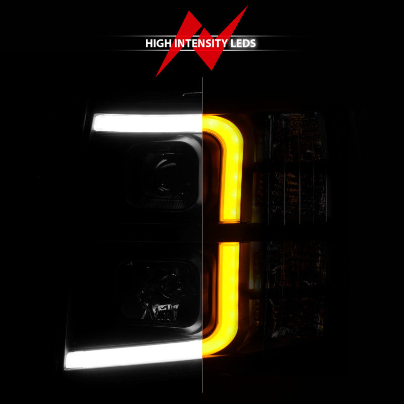 ANZO 2007-2013 Chevrolet Silverado 1500 Projector w/ Light Bar Black Housing w/ Sequential 111545