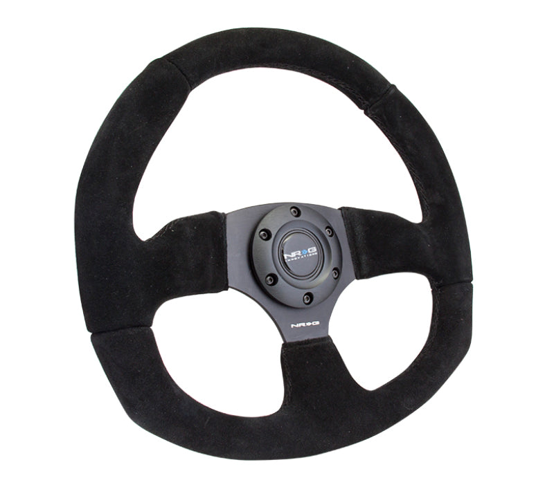 NRG Reinforced Steering Wheel (320mm Horizontal / 330mm Vertical) Black Suede w/Black Stitching RST-009S