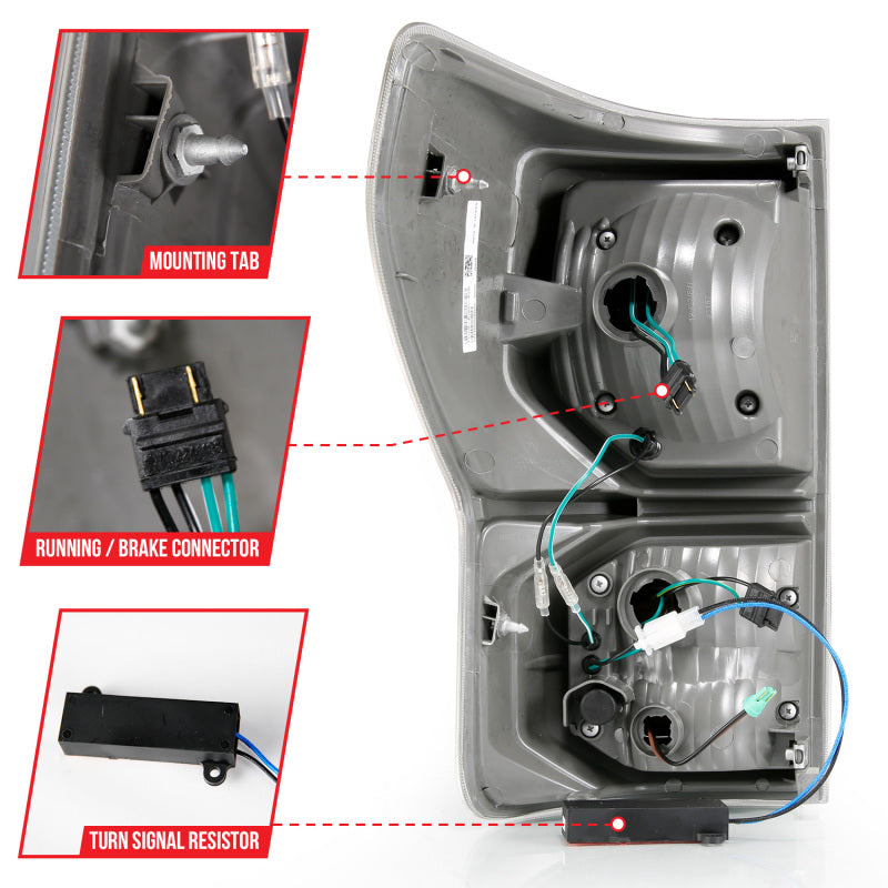 ANZO 2007-2013 Toyota Tundra LED Taillights Plank Style Black w/Clear Lens 311336