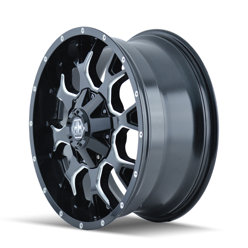 Mayhem 8015 Warrior 20x10 / 6x135 BP / -25mm Offset / 106mm Hub Black w/ Milled Spokes Wheel 8015-2137M