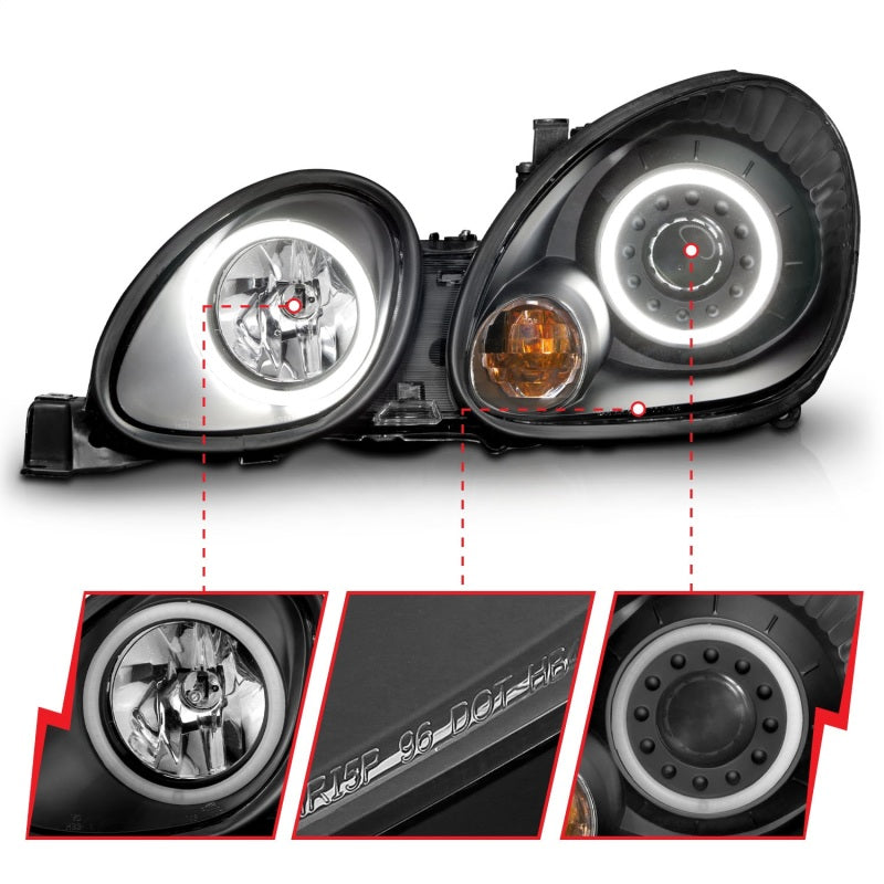 ANZO 1998-2005 Lexus Gs300 Projector Headlights w/ Halo Black 121144