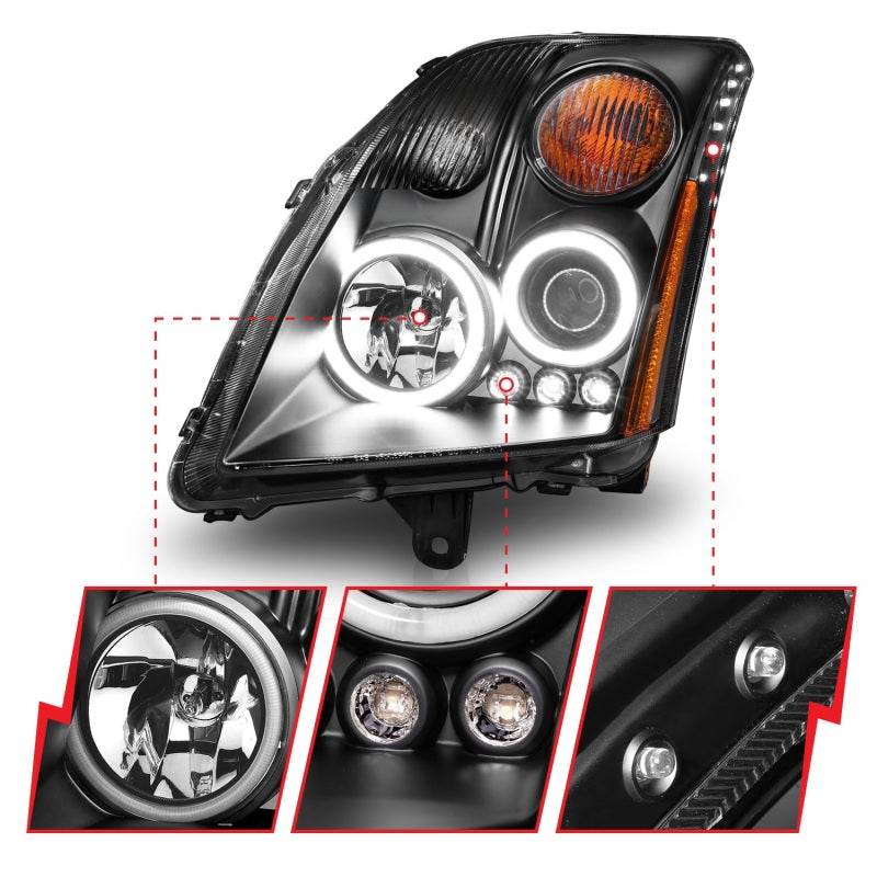 ANZO 2007-2012 Nissan Sentra Projector Headlights Black 121276